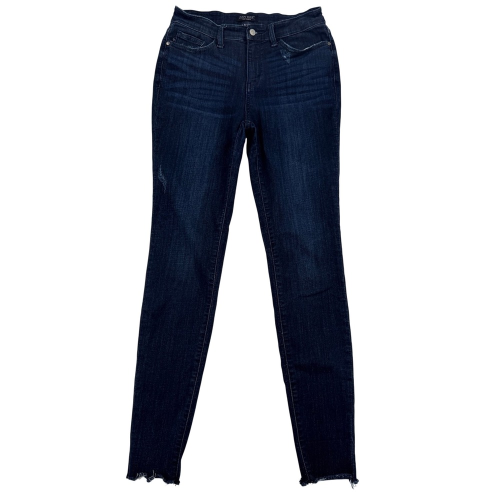 Judy Blue Skinny Jeans Dark Wash Distressed Raw Hem JB82340DK Women 9/29 Stretch